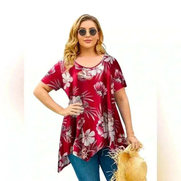 NWT, Larace, Tunic Asymmetrical Blouses, Medium, Red - Picture 5 of 9